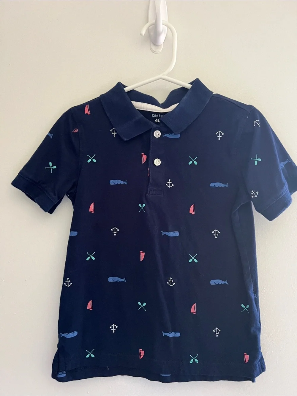 Carter's Navy Nautical Print Polo Shirt - Boys
